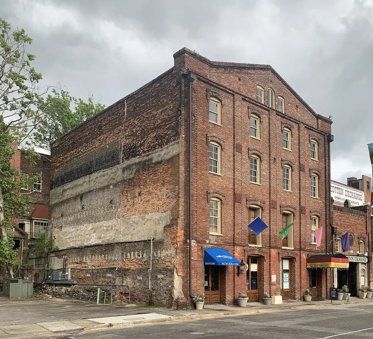 The brick Cotton Exchange building on North Front Street in downtown Wilmington, along the holiday parade's Front Street route