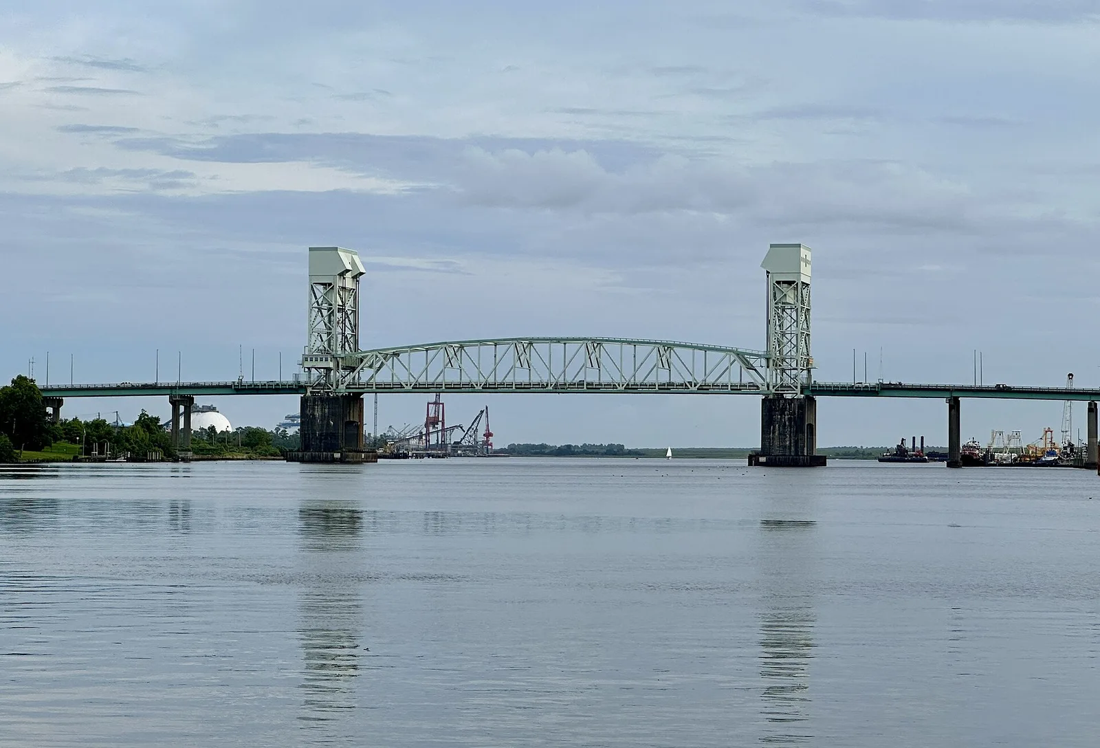 The Cape Fear Memorial Bridge, the lift bridge that carries U.S. 17, U.S. 76 and U.S. 421 over the Cape Fear River at Wilmington